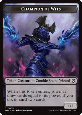 Champion of Wits // Zombie (0003) Double-Sided Token card from Commander: Aetherdrift