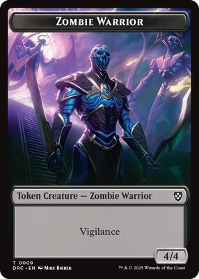 Zombie Warrior // Zombie (0003) Double-Sided Token card from Commander: Aetherdrift