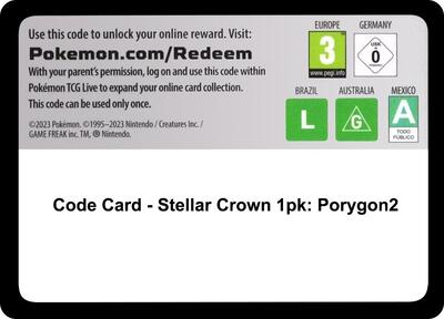 Code Card - Stellar Crown Single Pack Blister [Porygon2] card from SV07: Stellar Crown
