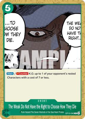 The Weak Do Not Have the Right to Choose How They Die card from Royal Blood