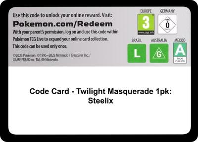 Code Card - Twilight Masquerade Single Pack Blister [Steelix] card from SV06: Twilight Masquerade