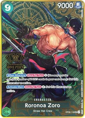 Roronoa Zoro (One Piece Japanese Version 2nd Anniversary Set) card from One Piece Promotion Cards