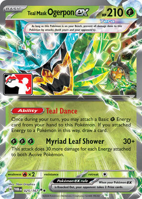 Teal Mask Ogerpon ex - 025/167 (Prize Pack Series 6) card from Prize Pack Series Cards