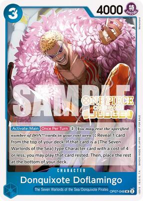 Donquixote Doflamingo (Judge Pack Vol. 5) card from One Piece Promotion Cards
