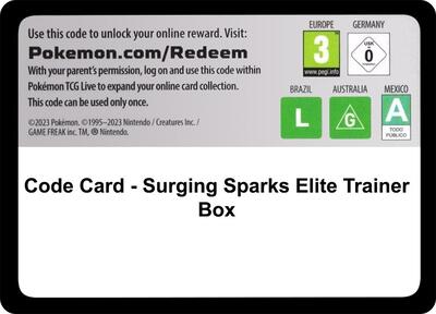Code Card - Surging Sparks Elite Trainer Box card from SV08: Surging Sparks
