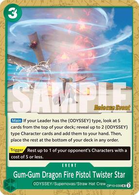 Gum-Gum Dragon Fire Pistol Twister Star card from Royal Blood Release Event Cards