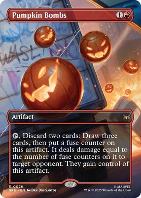 Pumpkin Bombs (Borderless) card from Marvel's Spider-Man: Eternal-Legal