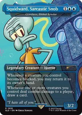Squidward, Sarcastic Snob - Grazilaxx, Illithid Scholar card from Secret Lair Drop Series