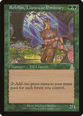 Rofellos, Llanowar Emissary card from Urza's Destiny