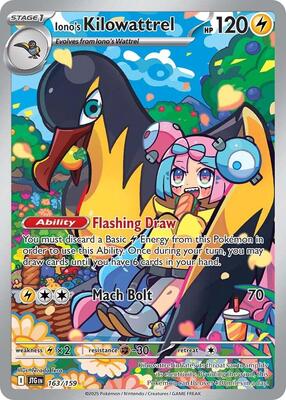 Iono's Kilowattrel - 163/159 card from SV09: Journey Together