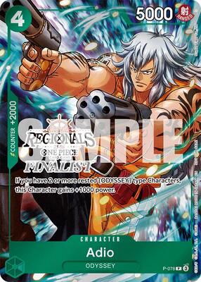 Adio (Offline Regional Finalist Card Set 2025 Vol.1) card from One Piece Promotion Cards