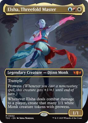Elsha, Threefold Master (Borderless) card from Commander: Tarkir: Dragonstorm
