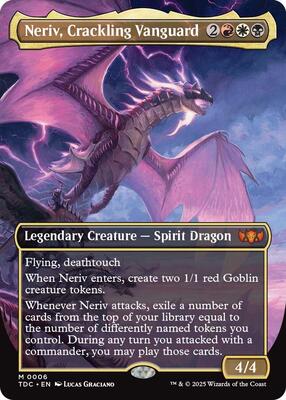 Neriv, Crackling Vanguard (Borderless) card from Commander: Tarkir: Dragonstorm