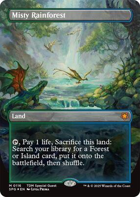 Misty Rainforest (Borderless) (Dragonscale Foil) card from Special Guests