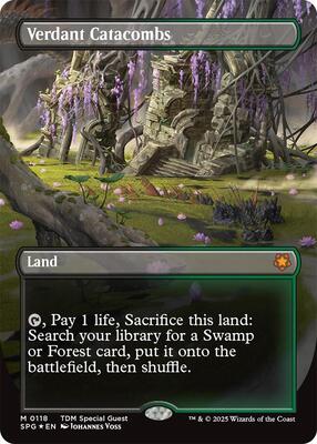 Verdant Catacombs (Borderless) (Dragonscale Foil) card from Special Guests