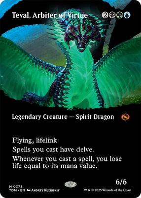 Teval, Arbiter of Virtue (Borderless) card from Tarkir: Dragonstorm