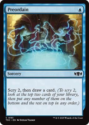 Preordain card from Commander: Tarkir: Dragonstorm