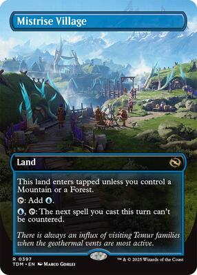 Mistrise Village (Borderless) card from Tarkir: Dragonstorm