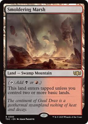 Smoldering Marsh card from Commander: Tarkir: Dragonstorm