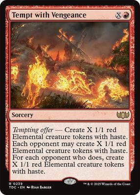 Tempt with Vengeance card from Commander: Tarkir: Dragonstorm