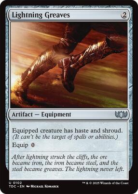 Lightning Greaves card from Commander: Tarkir: Dragonstorm
