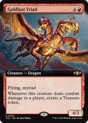 Goldlust Triad (Extended Art) card from Commander: Tarkir: Dragonstorm