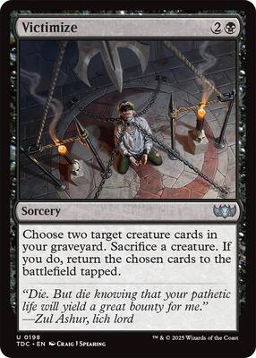 Victimize card from Commander: Tarkir: Dragonstorm