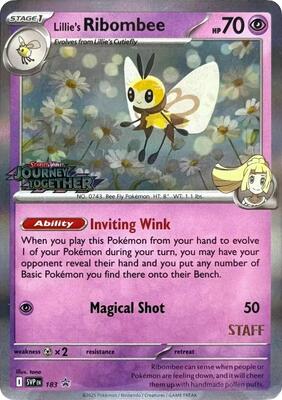 Lillie's Ribombee - 183 (Prerelease) [Staff] card from SV: Scarlet & Violet Promo Cards
