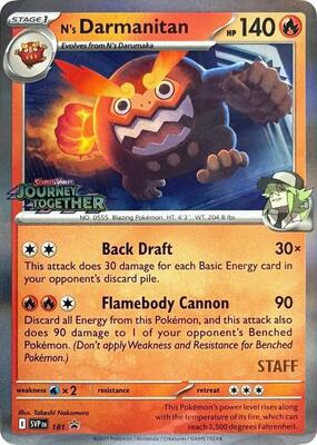 N's Darmanitan - 181 (Prerelease) [Staff] card from SV: Scarlet & Violet Promo Cards