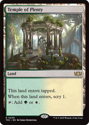 Temple of Plenty card from Commander: Tarkir: Dragonstorm
