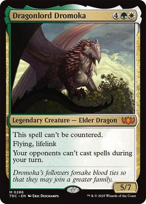 Dragonlord Dromoka card from Commander: Tarkir: Dragonstorm