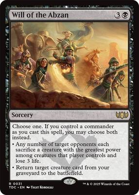 Will of the Abzan card from Commander: Tarkir: Dragonstorm