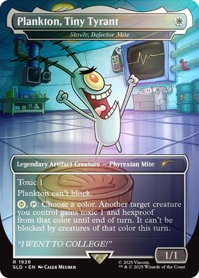Plankton, Tiny Tyrant - Skrelv, Defector Mite (Rainbow Foil) card from Secret Lair Drop Series