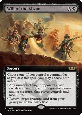 Will of the Abzan (Extended Art) card from Commander: Tarkir: Dragonstorm