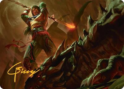 Sarkhan's Resolve Art Card (18/54) (Gold-Stamped Signature) card from Art Series: Tarkir: Dragonstorm