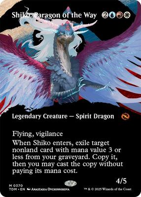 Shiko, Paragon of the Way (Borderless) card from Tarkir: Dragonstorm