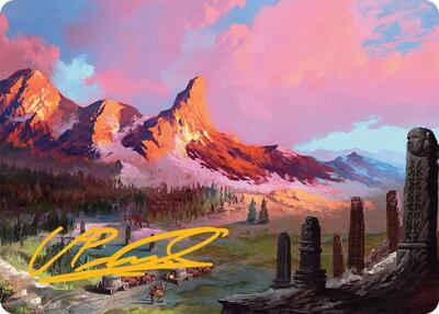Rugged Highlands Art Card (29/54) (Gold-Stamped Signature) card from Art Series: Tarkir: Dragonstorm