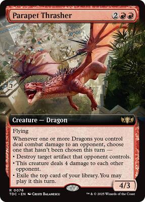 Parapet Thrasher (Extended Art) card from Commander: Tarkir: Dragonstorm
