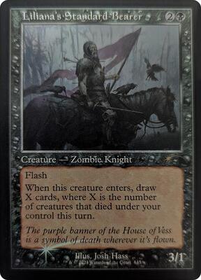 Liliana's Standard Bearer (Retro Frame) card from Secret Lair Drop Series