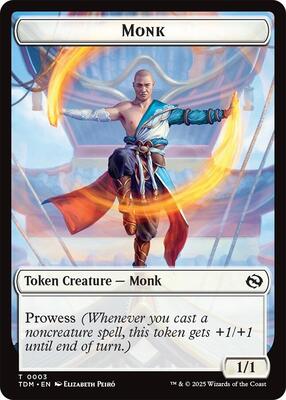 Monk // Treasure Double-Sided Token card from Tarkir: Dragonstorm