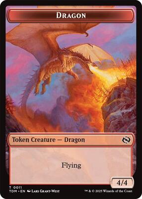 Dragon (0011) // Warrior Double-Sided Token card from Tarkir: Dragonstorm
