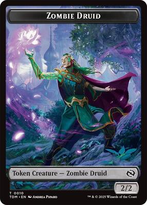 Zombie Druid // Treasure Double-Sided Token card from Tarkir: Dragonstorm
