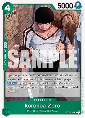 Roronoa Zoro card from Extra Booster: Anime 25th Collection
