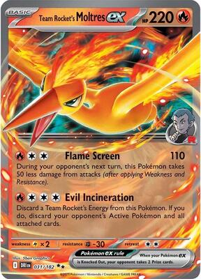 Team Rocket's Moltres ex card from SV10: Destined Rivals