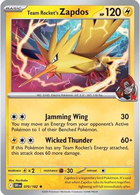 Team Rocket's Zapdos card from SV10: Destined Rivals