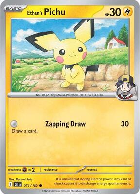 Ethan's Pichu card from SV10: Destined Rivals