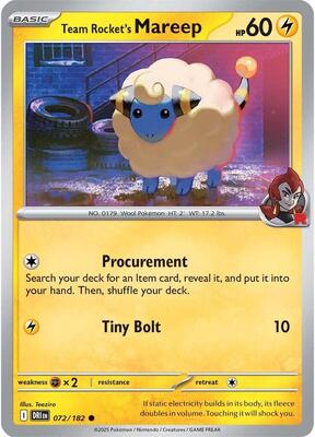 Team Rocket's Mareep card from SV10: Destined Rivals