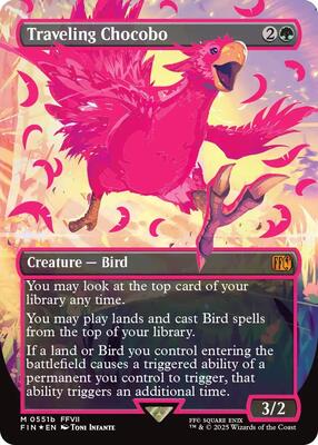 Traveling Chocobo (Borderless) (Neon Ink Pink) card from FINAL FANTASY
