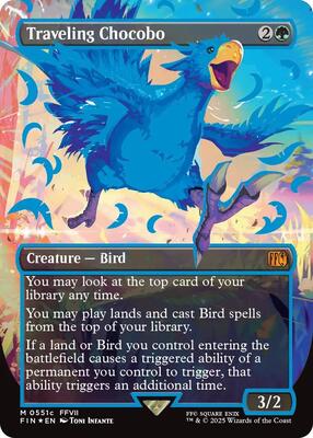 Traveling Chocobo (Borderless) (Neon Ink Blue) card from FINAL FANTASY