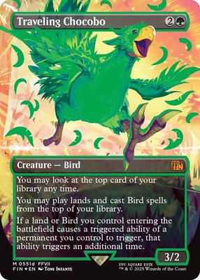 Traveling Chocobo (Borderless) (Neon Ink Green) card from FINAL FANTASY